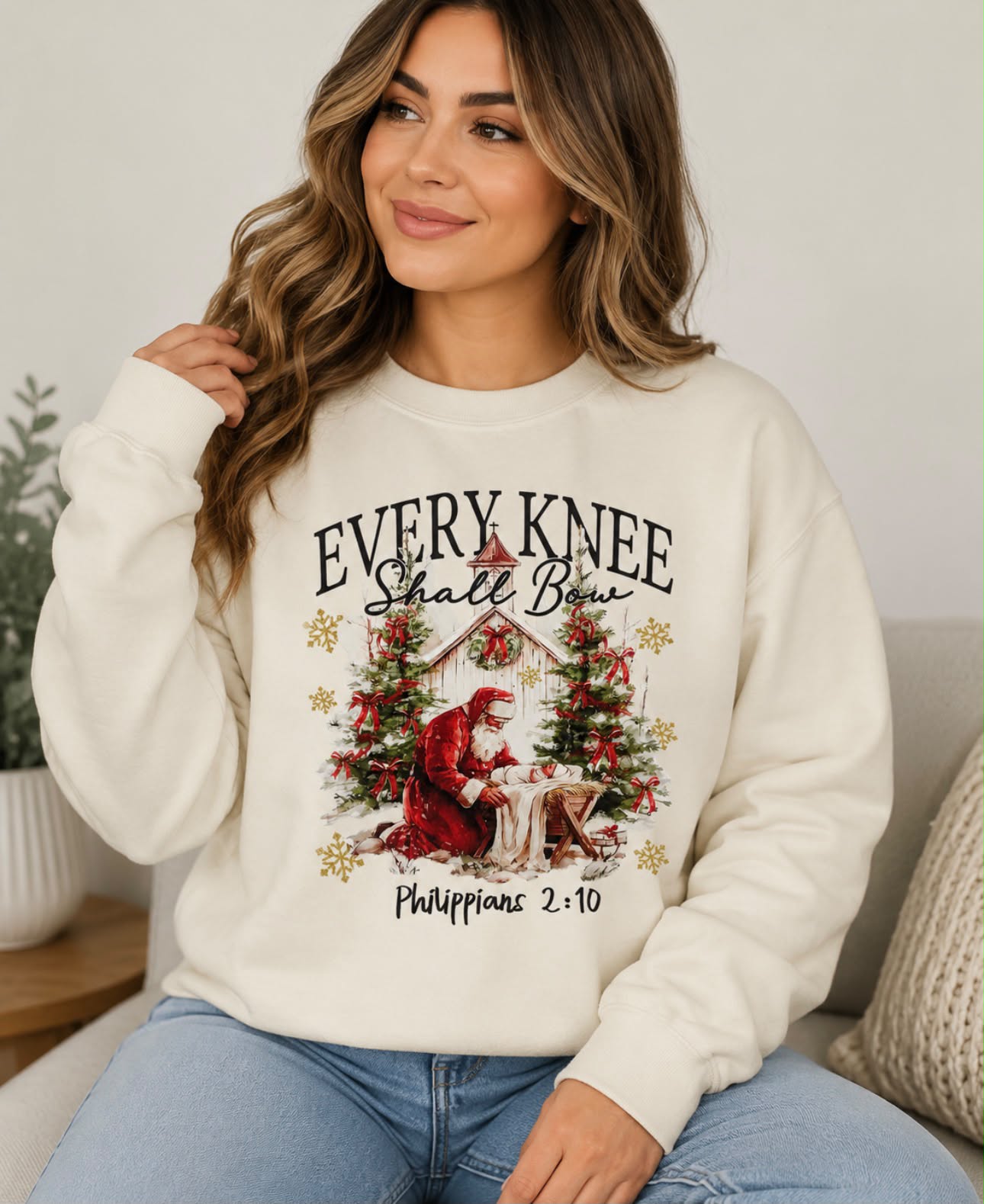 Every Knee Will Bow Christmas - Christian Graphic Shirt (2-14)