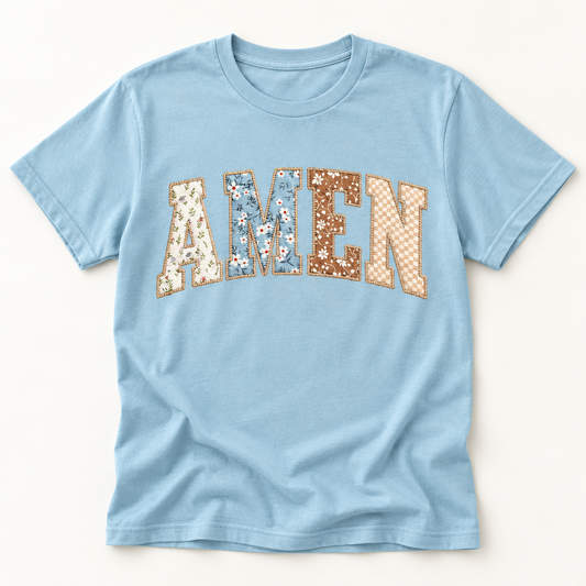 Amen Floral Patchwork Graphic Shirt