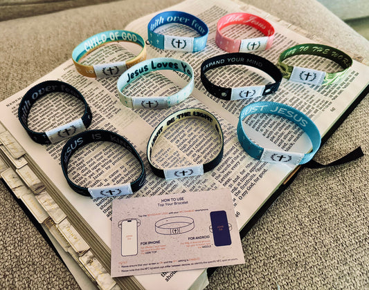 Tap To Pray Bracelet - Daily Prayer Bracelet - Christian Scripture Bracelet - Tap To Pray Daily Bible Verse - Christian Gift