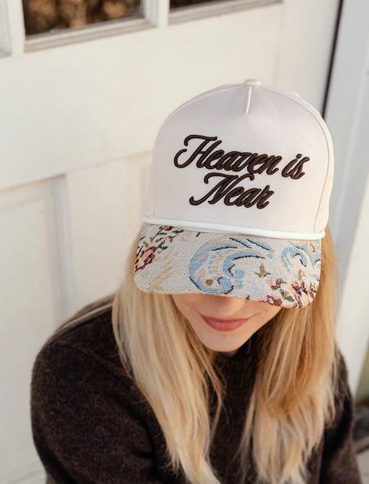 Heaven Is Near Puff Embroidered Hat