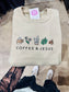 Jesus And Coffee Embroidered Shirt - Light Brown Crewneck /As Shown Thread - Ready To Ship