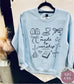 Made To Worship Collage - Light Blue Crewneck/Black Graphic - Ready To Ship