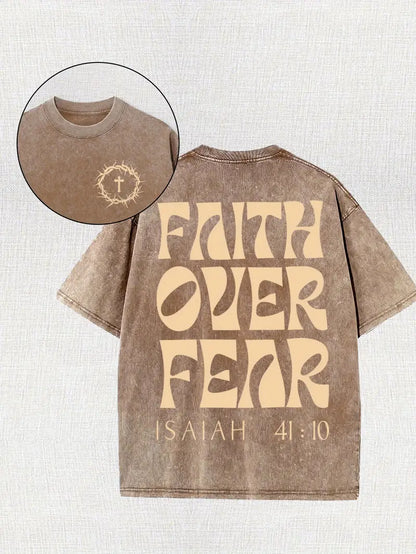 Faith Over Fear - Acid Wash Tee - Christian Shirt - Jesus Tee - Christian Gift - Christian Apparel