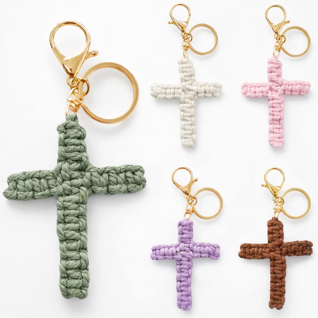 Cross Macrame Keychain - Cross Handmade Keychain - Religious Keychain - Christian Gift - Keychain Accessories