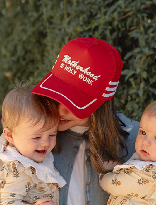 Motherhood Is Holy Work Puff Embroidered Hat