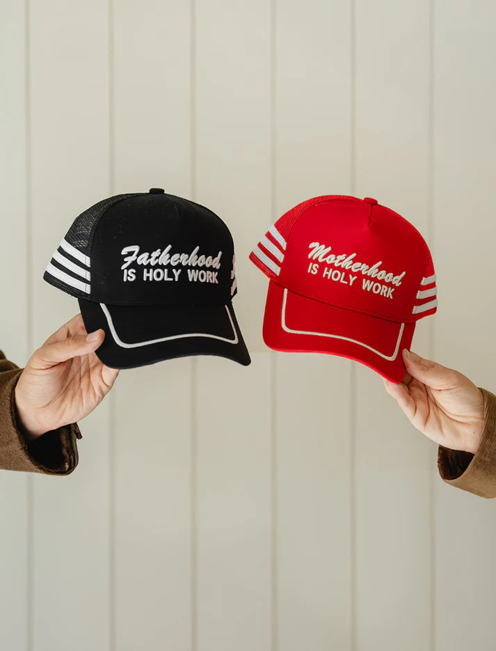 Fatherhood Is Holy Work Puff Embroidered Hat