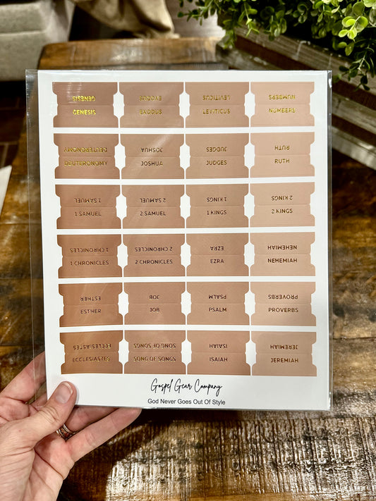 Gold Foil Sand Dune Matte Bible Tabs - Christian Bible Tabs - Christian Gift - Books Of The Bible Tabs - Bible Accessories - Bible Tabs