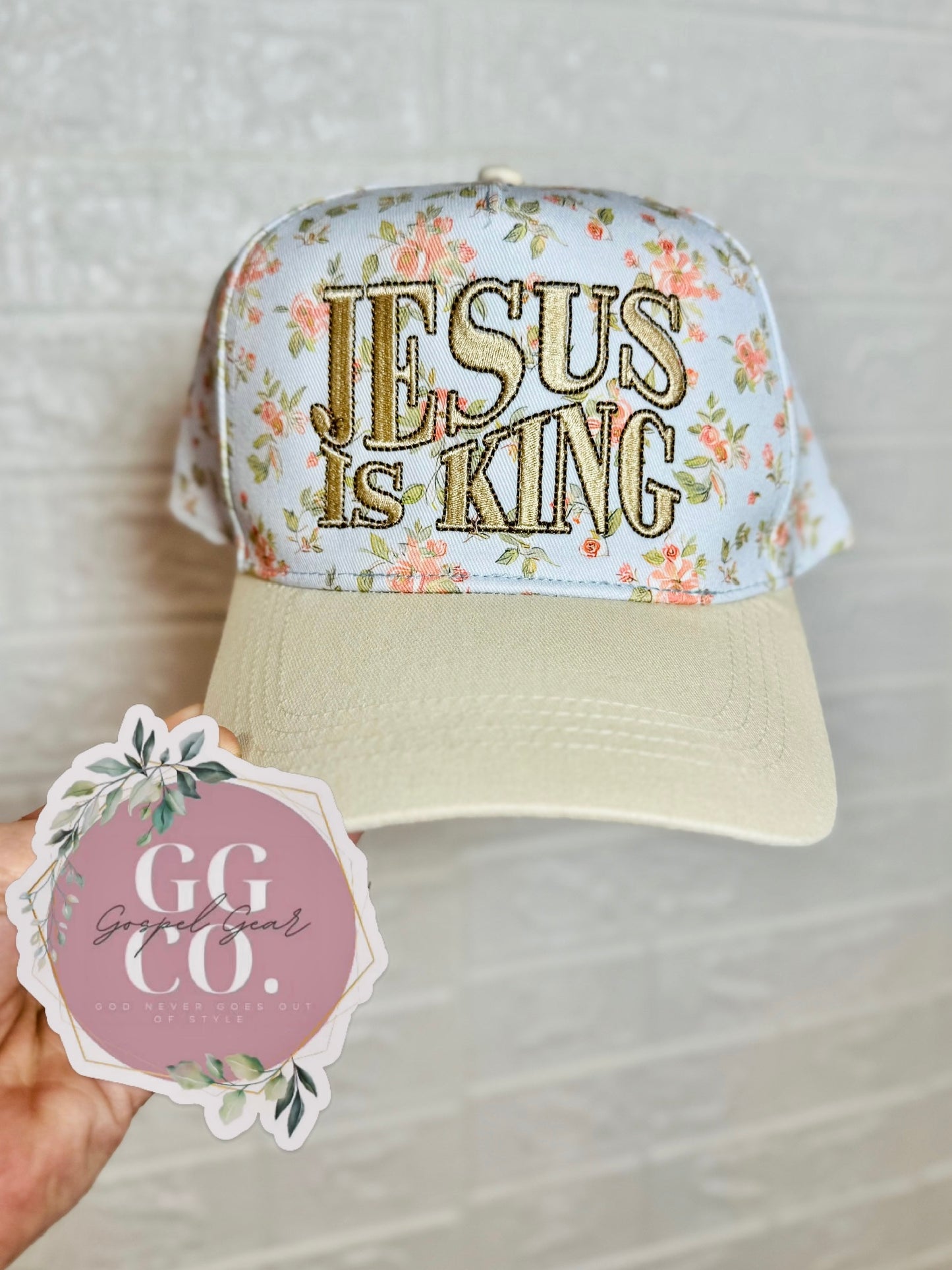 Jesus Is King Floral Embroidered Hat, Embroidered Hat, Embroidered Christian Hat, Christian Dad Hat, Christian Gift, Embroidered Vintage Hat, Christian Gift