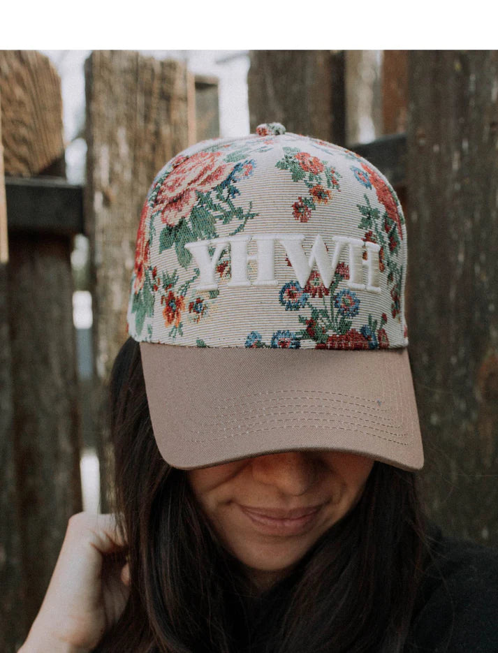 YHWH Floral Puff Embroidered Hat