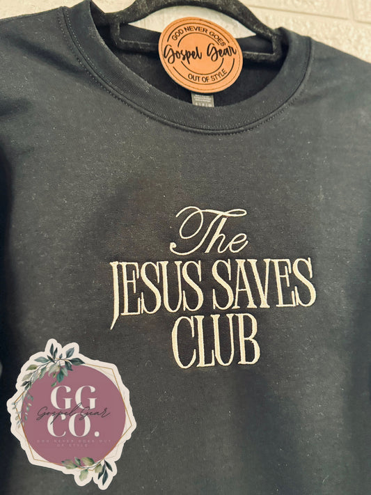 Jesus Saves Social Club Embroidered Shirt - Black/Beige Thread Ready To Ship