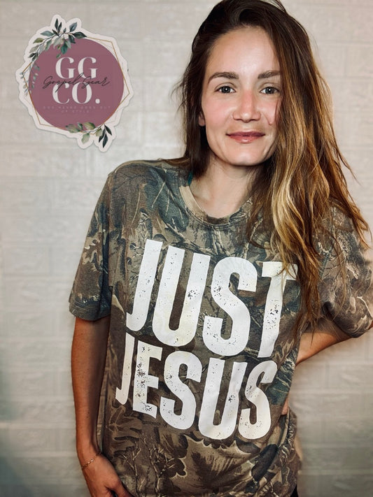 Just Jesus Camo Triblend Tee - Christian Camo Tee - Jesus Tee - Christian Tshirt - Christian Gift
