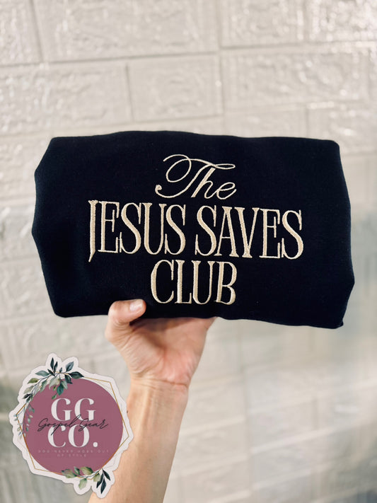 Jesus Saves Social Club Embroidered Shirt, Embroidered Pullover, Christian Tee, Embroidered Shirt, Christian Sweatshirt, Christian Gift