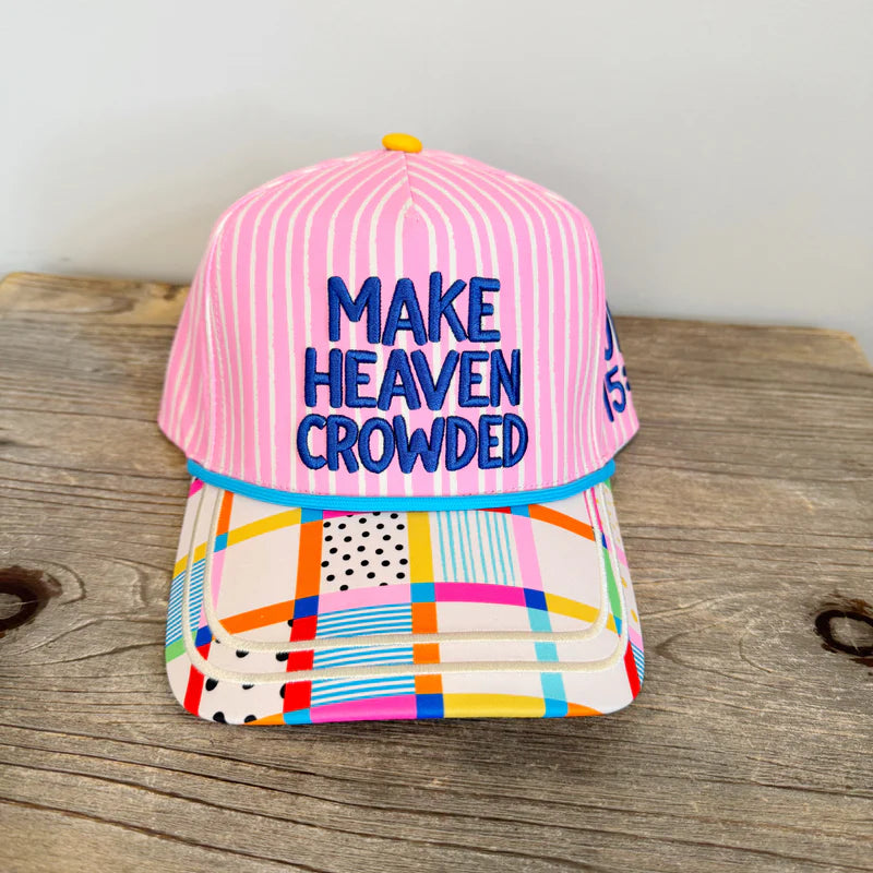 Make Heaven Crowded Stripes Puff Embroidered Hat
