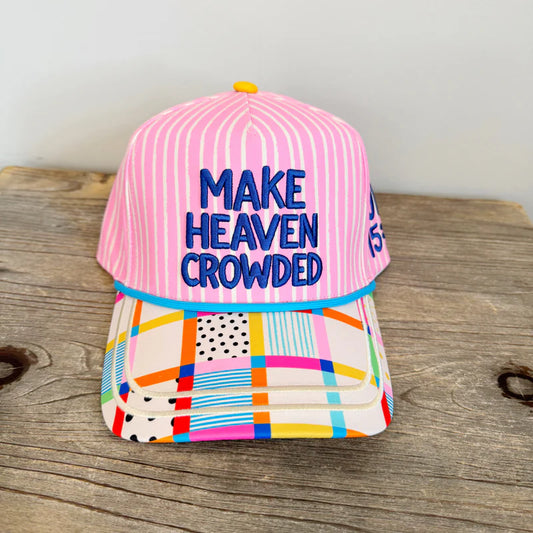 Make Heaven Crowded Stripes Puff Embroidered Hat