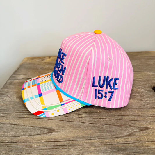 Make Heaven Crowded Stripes Puff Embroidered Hat