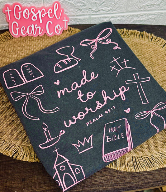 Made To Worship Collage - Christian Shirt - Christian Apparel - Graphic Tee - Christian Gift