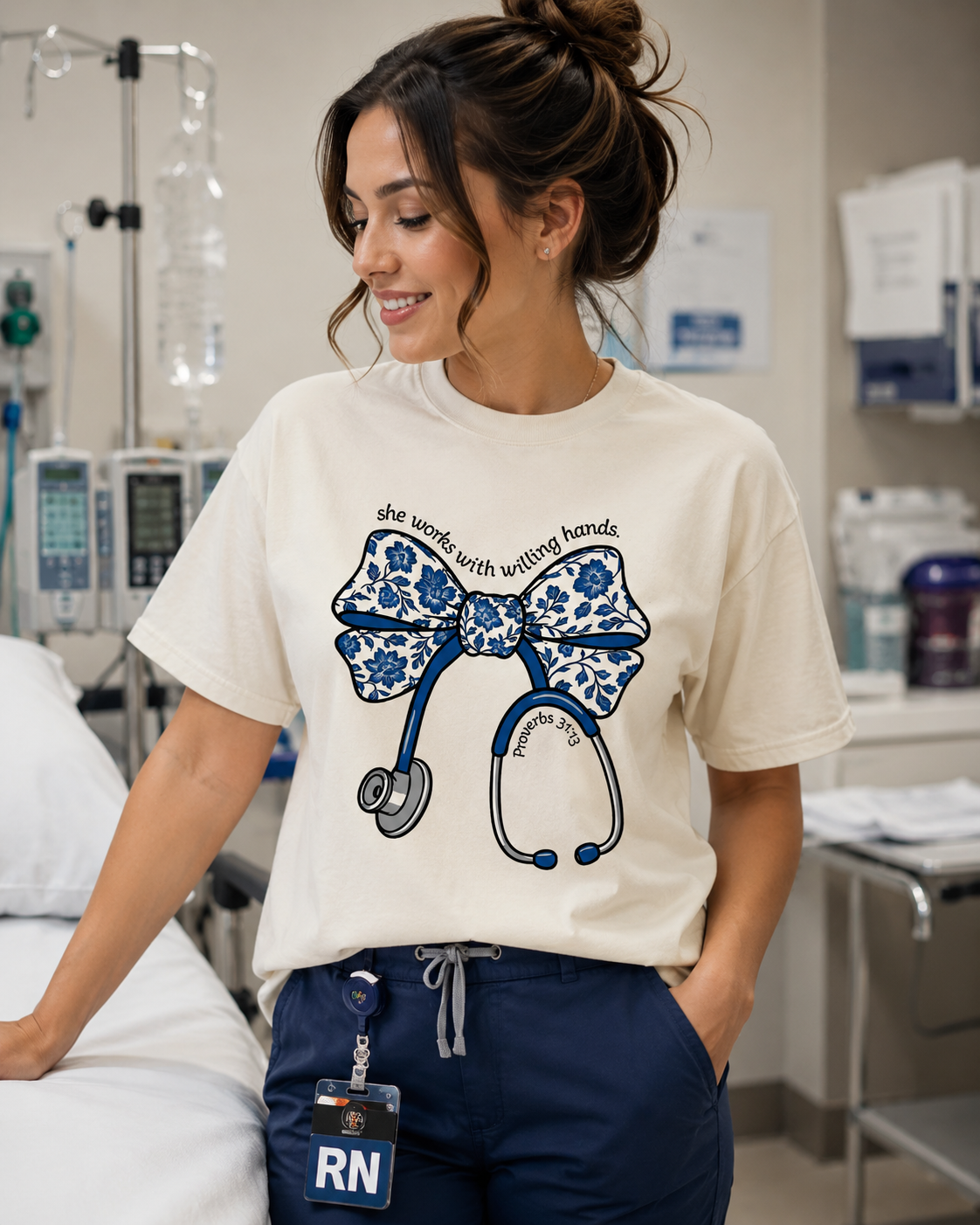 She Works With Willing Hands - Christian Graphic Shirt (6-15)
