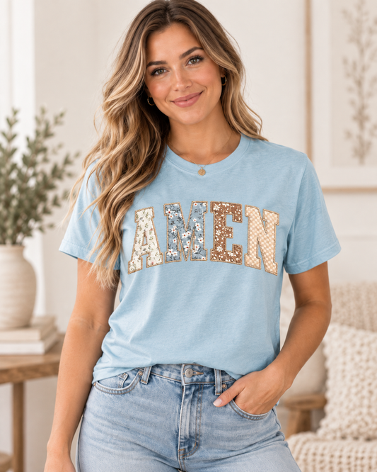 Amen Floral Patchwork Graphic Shirt