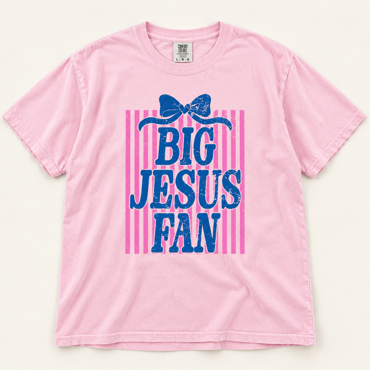 Big Jesus Fan Bow And Stripes Graphic Shirt
