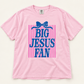 Big Jesus Fan Bow And Stripes Graphic Shirt