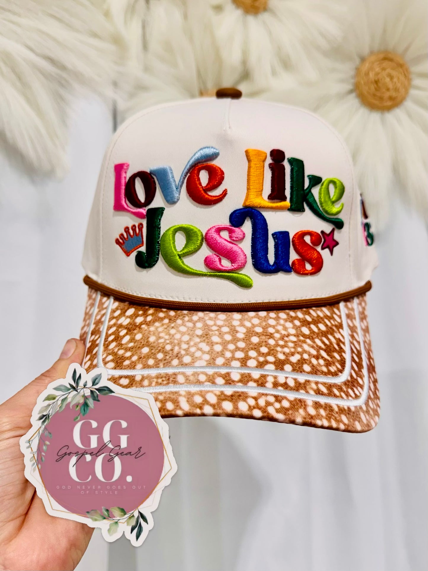Jesus Loves You - Fawn - Puff Embroidered Hat