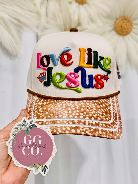 Jesus Loves You - Fawn - Puff Embroidered Hat