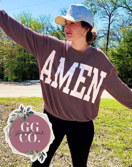 Amen Christian Corded Crewneck Shirt, Corded Shirt, Christian Corded Crew, Christian Gift