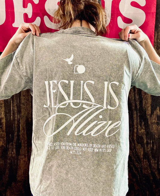 Jesus Is Alive Shirt - Acid Wash Tee - Christian Shirt - Jesus Tee - Christian Gift - Christian Apparel