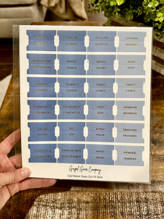 Gold Foil Ocean Breeze Matte Bible Tabs - Christian Bible Tabs - Christian Gift - Books Of The Bible Tabs - Bible Accessories - Bible Tabs