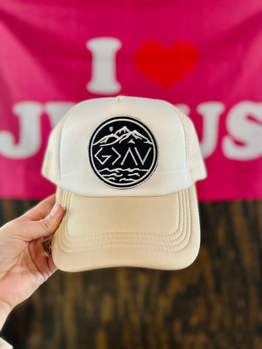 God Is Greater Than The Highs And Lows, Christian Trucker Hat, Embroidered Patch Hat, Trucker Hat, Patch Trucker Hat, Christian Gift