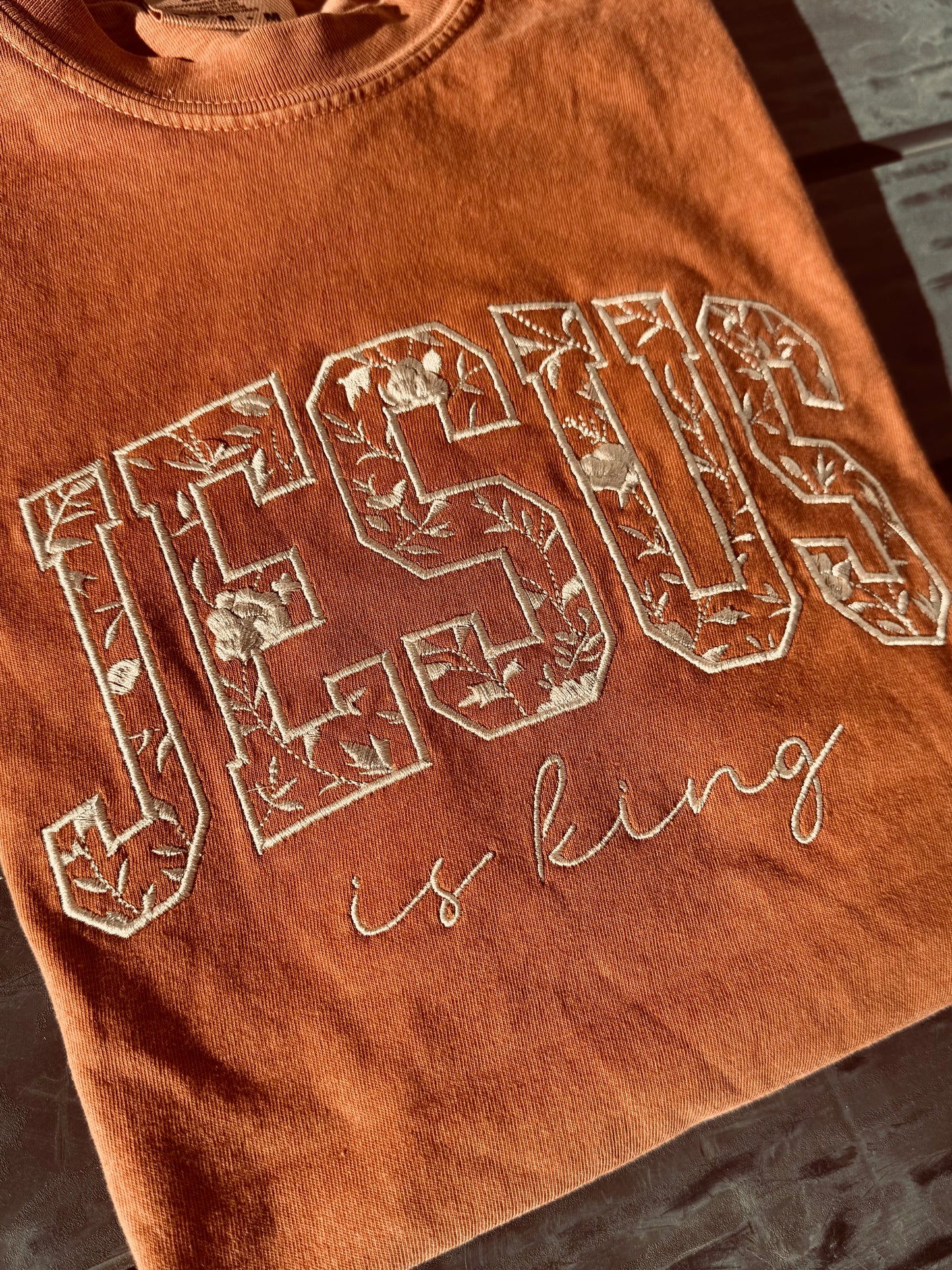 Jesus Is King Floral Embroidered Shirt, Christian Sweatshirt, Embroidered Jesus Shirt, Christian Gift