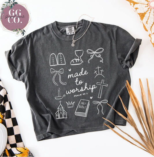 Made To Worship Collage - Christian Shirt - Christian Apparel - Graphic Tee - Christian Gift