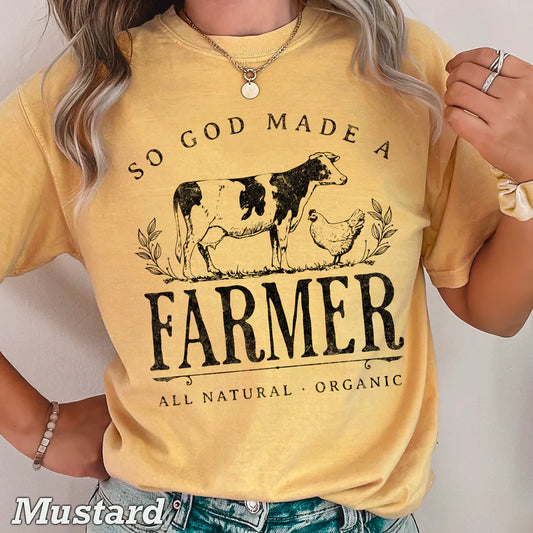 So God Made A Farmer - Christian Shirt - Christian Apparel - Graphic Tee - Christian Gift (5-20)