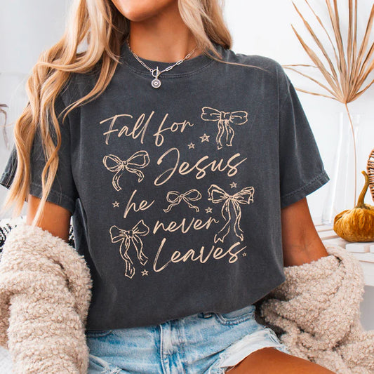 Fall For Jesus Bows -  Christian Shirt - Christian Apparel - Graphic Tee - Christian Gift (6:8-9)