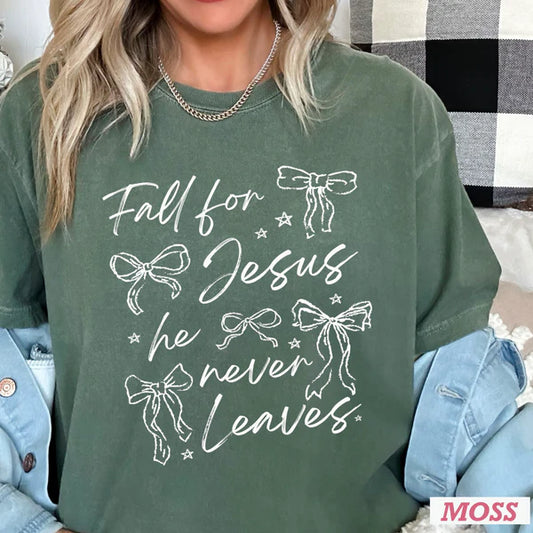 Fall For Jesus Bows - Christian Shirt - Christian Apparel - Graphic Tee - Christian Gift (6:8-9)