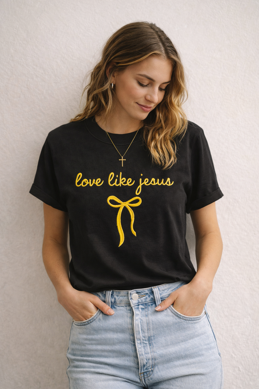 Love Like Jesus Bow Embroidered Shirt, Embroidered Shirt, Christian Embroidered Shirt, Christian Gift