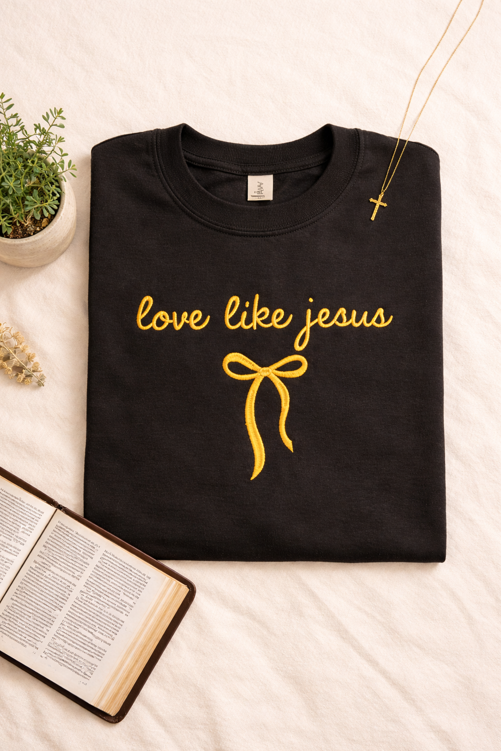 Love Like Jesus Bow Embroidered Shirt, Embroidered Shirt, Christian Embroidered Shirt, Christian Gift