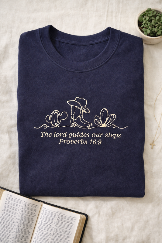 The Lord Guides Our Steps Embroidered Shirt
