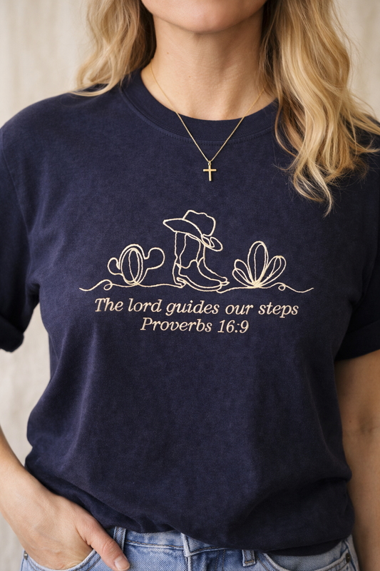 The Lord Guides Our Steps Embroidered Shirt