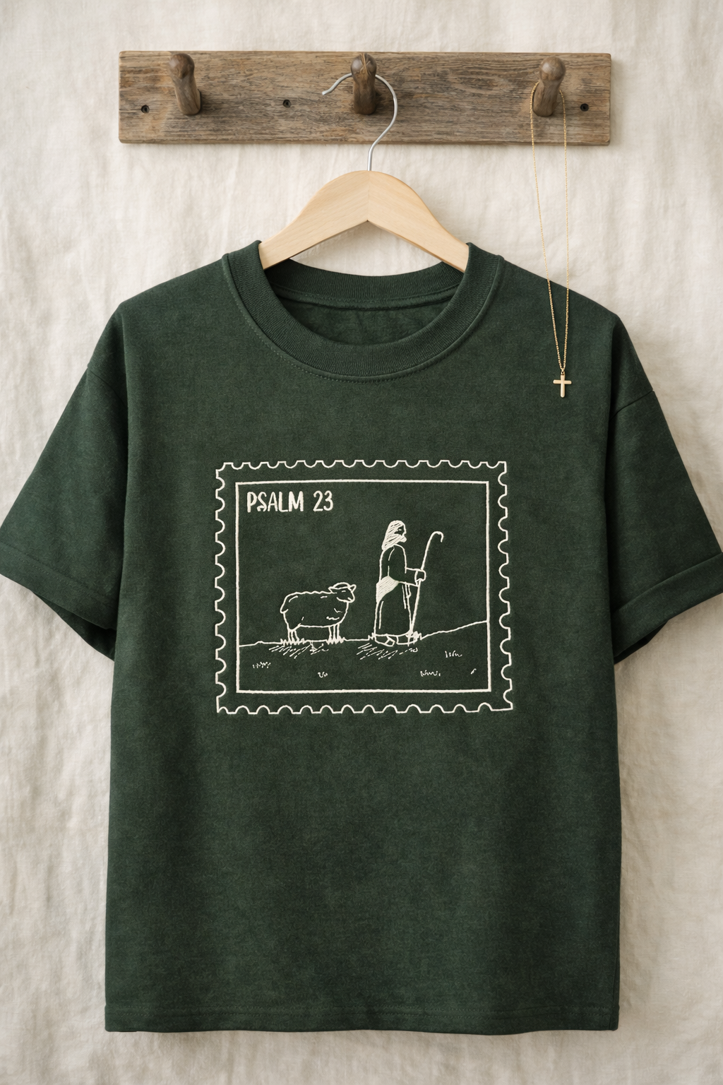 Psalm 23 Postage Stamp Embroidered Shirt