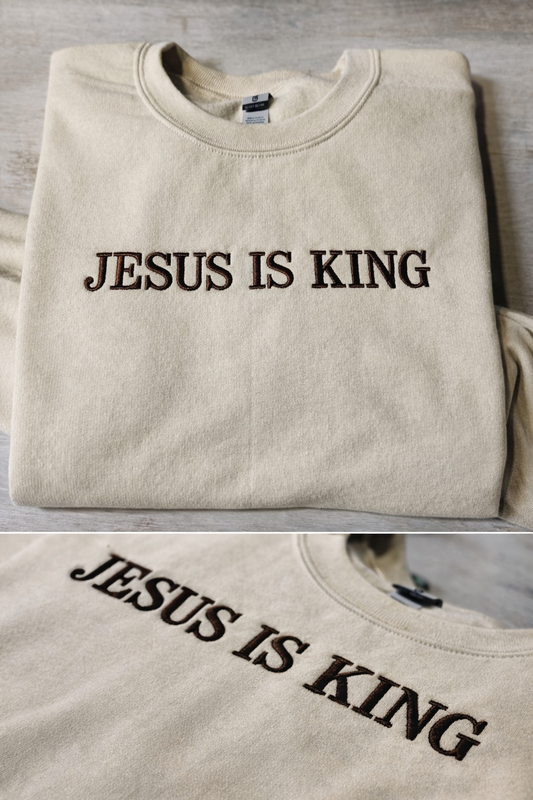 Jesus Is King Embroidered Shirt - Christian Tee - Comfort Colors Shirt - Embroidered Shirt - Jesus Shirt - Christian