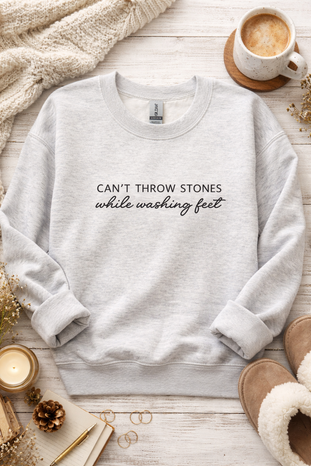 Can’t Throw Stones Embroidered Shirt - Christian Tee - Comfort Colors Shirt - Embroidered Shirt - Jesus Shirt - Christian