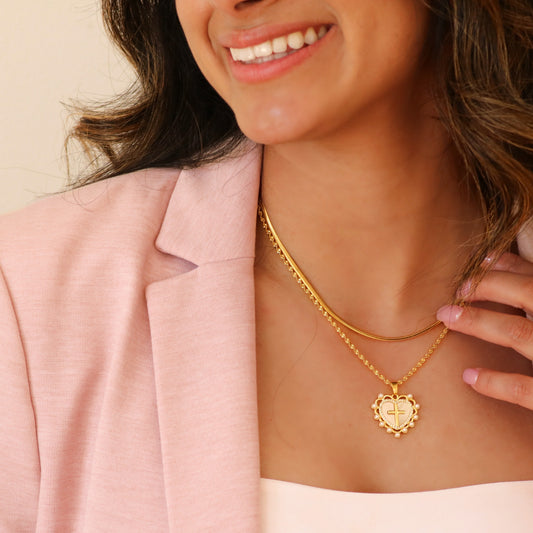 God Is Love Heart Cross Necklace - Christian Necklace - Fine Jewelry - Christian Gift