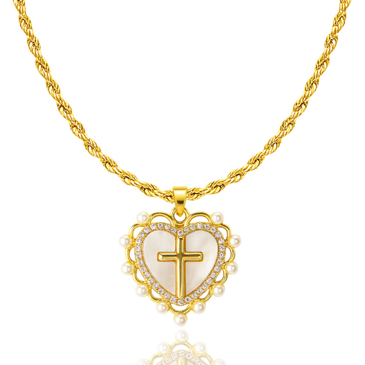 God Is Love Heart Cross Necklace - Christian Necklace - Fine Jewelry - Christian Gift