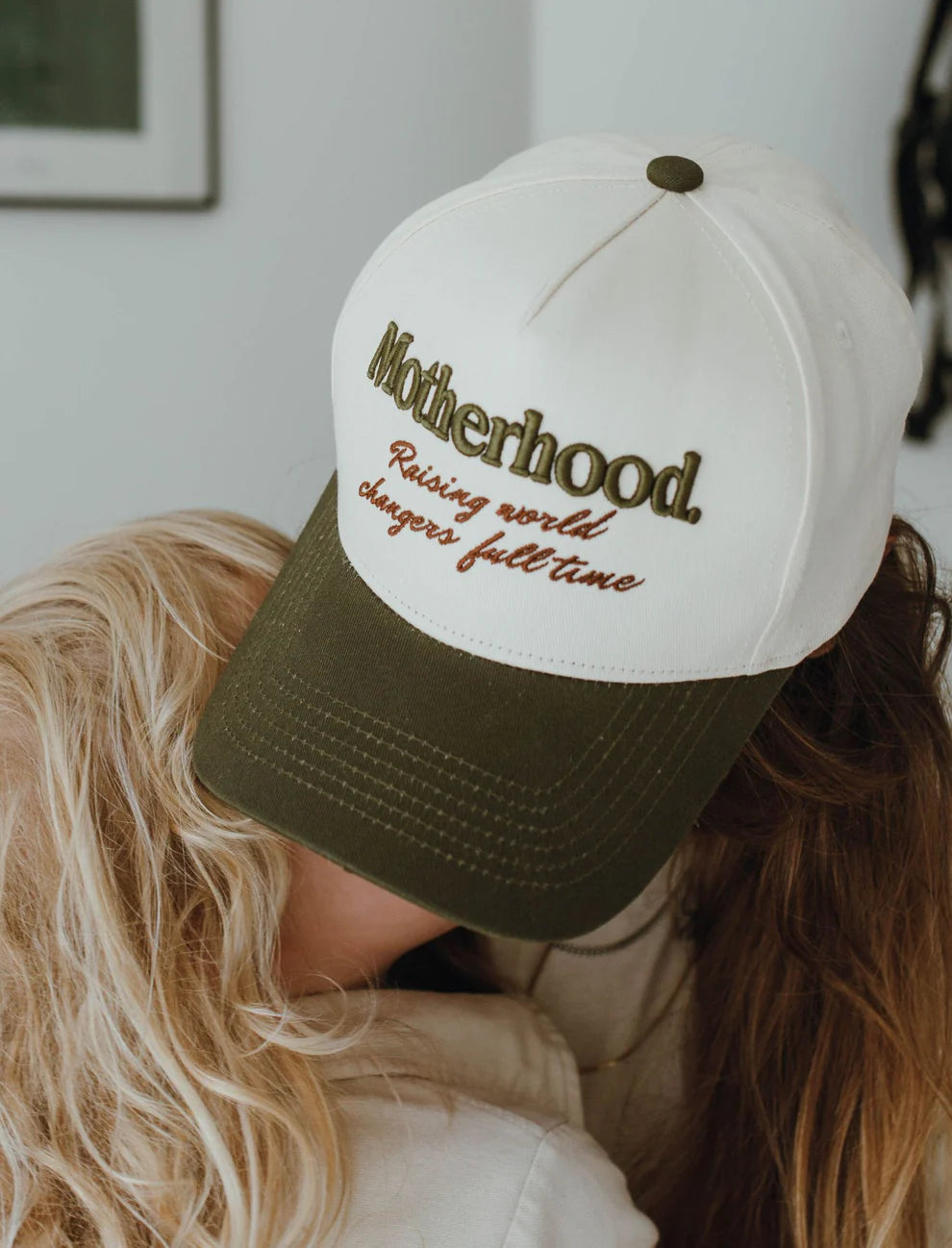 Motherhood Raising World Changer Puff Embroidered Hat