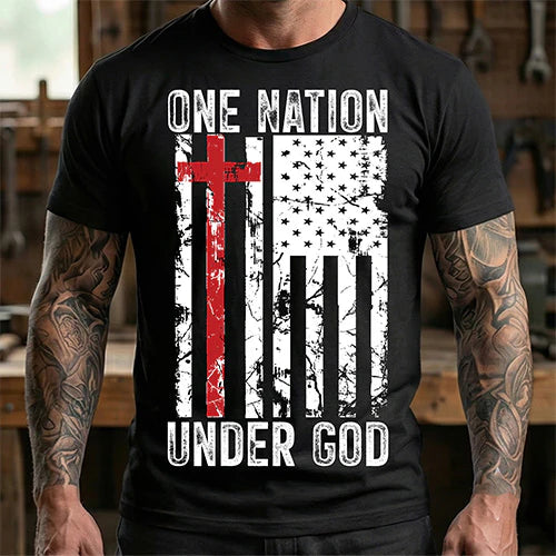 One Nation Under God Flag - Christian Graphic Shirt (10-2)