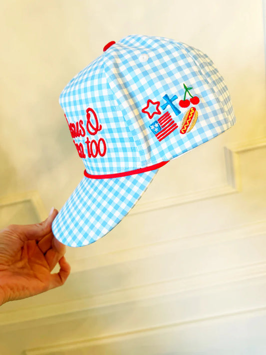 Loves Jesus And America Too Checkered - Puff Embroidered Hat