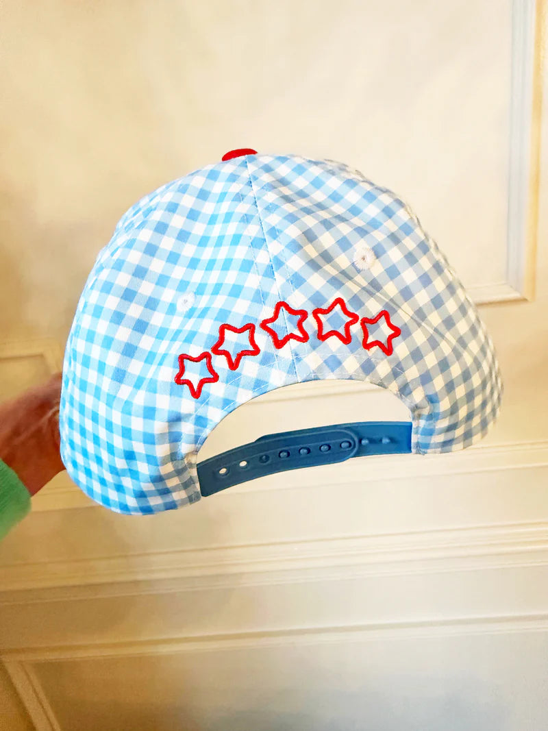 Loves Jesus And America Too Checkered - Puff Embroidered Hat