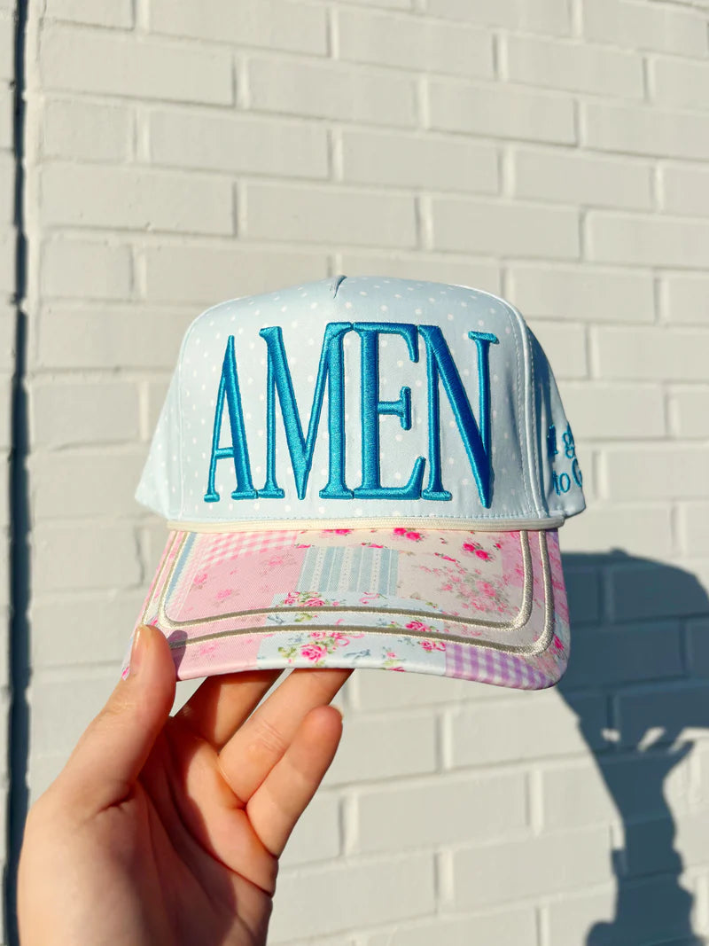 Floral Amen Puff Embroidered Hat
