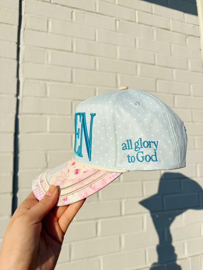 Floral Amen Puff Embroidered Hat